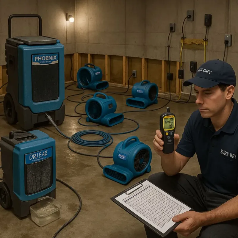 Structural Drying and Dehumidification process in Greensburg, IN